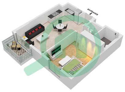 赛琳娜6号大厦 - 1 卧室公寓类型／单位2 / UNIT 2 FLOOR 1戶型图