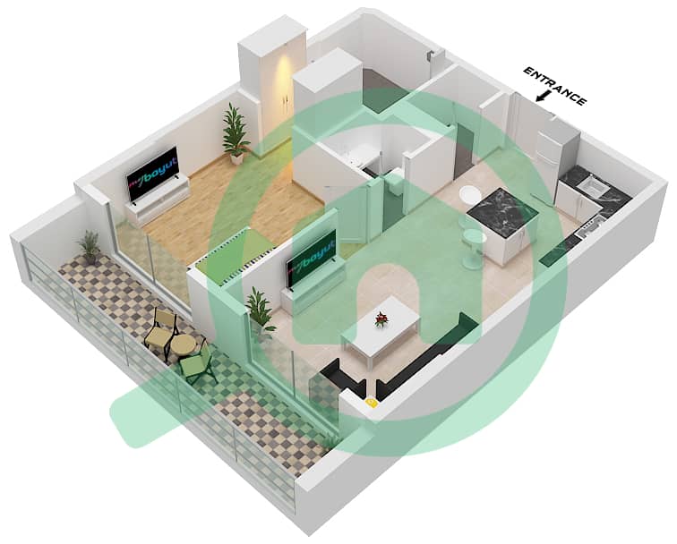 马奎斯招牌公寓 - 1 卧室公寓单位205戶型图 Unit 205 interactive3D