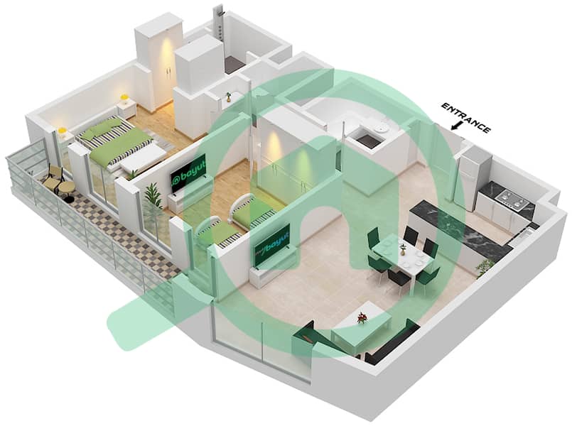 Terrazzo Residences - 2 卧室公寓类型／单位2A / UNIT 1,14,19戶型图 "Type 2A Unit 1 Second-Fifth Floor Tower A
Unit 1,19 Second-Fifth Floor Unit 14 Fifth Floor Tower B" interactive3D