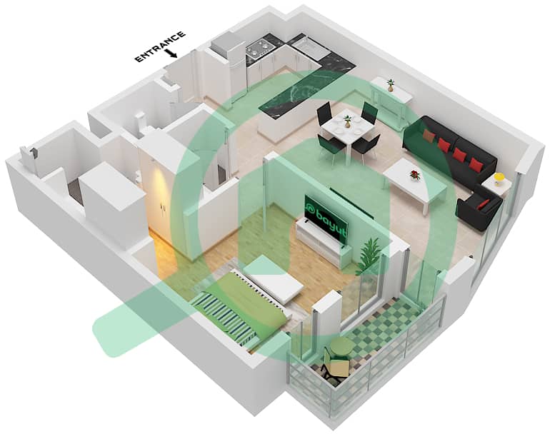 Terrazzo Residences - 1 卧室公寓类型／单位2A / UNIT 2-4,13,18戶型图 "Type 2A Unit 2,3,4,5 Second-Fifth Floor Tower A
Unit 2,3,4,18 Second-Fifth Floor Unit 13 Fifth Floor Tower B" interactive3D