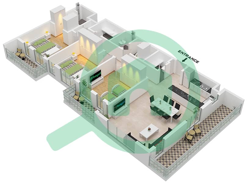 Terrazzo Residences - 3 Bedroom Apartment Type/unit 1A / UNIT 5,6,17 Floor plan "Type 1A Unit 6 Second-Fifth Floor Tower A
Unit 5,17 Second-Fifth Floor Tower B" interactive3D