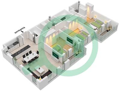 Terrazzo Residences - 3 卧室公寓类型／单位1C / UNIT 18,19,23戶型图