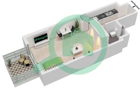Q花园loft公寓 - 单身公寓类型D1 FLOOR 3-13戶型图