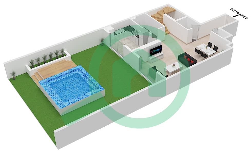 Q Gardens Lofts - 2 Bedroom Apartment Type B1 FLOOR 1,2 Floor plan Type B1 Lower Floor 1 interactive3D