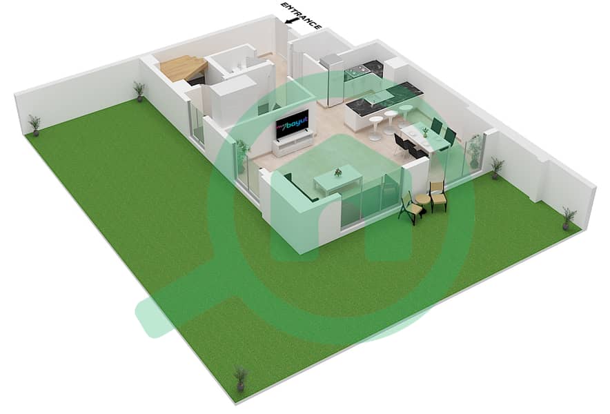 Q Gardens Lofts - 2 Bedroom Apartment Type C1 FLOOR 1,2 Floor plan Type C1 Lower Floor 1 interactive3D