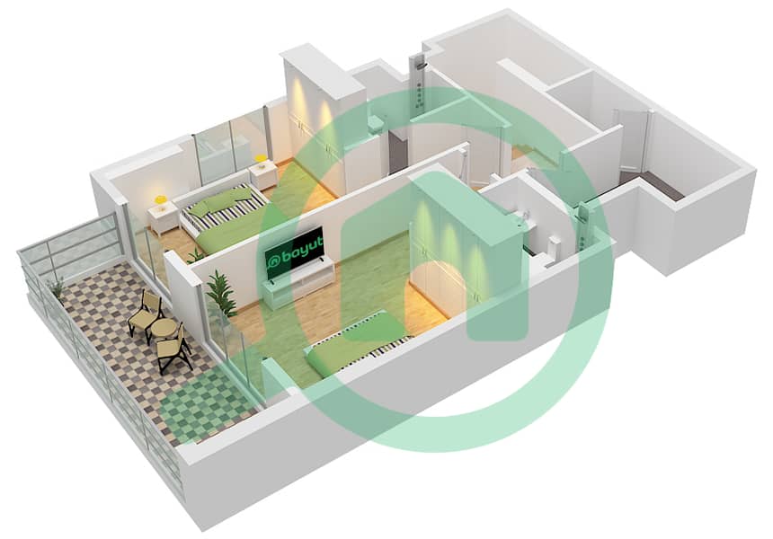 Q Gardens Lofts - 2 Bedroom Apartment Type C1 FLOOR 1,2 Floor plan Type C1 Upper Floor 2 interactive3D