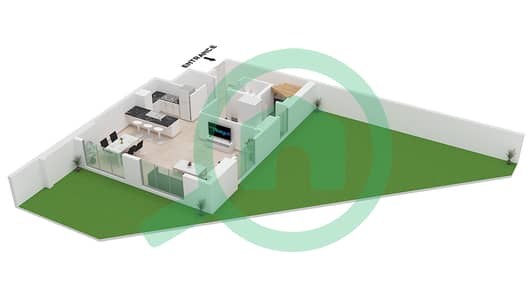 المخططات الطابقية لتصميم النموذج C2 FLOOR 1,2 شقة 2 غرفة نوم - كيو جاردنز لوفتس