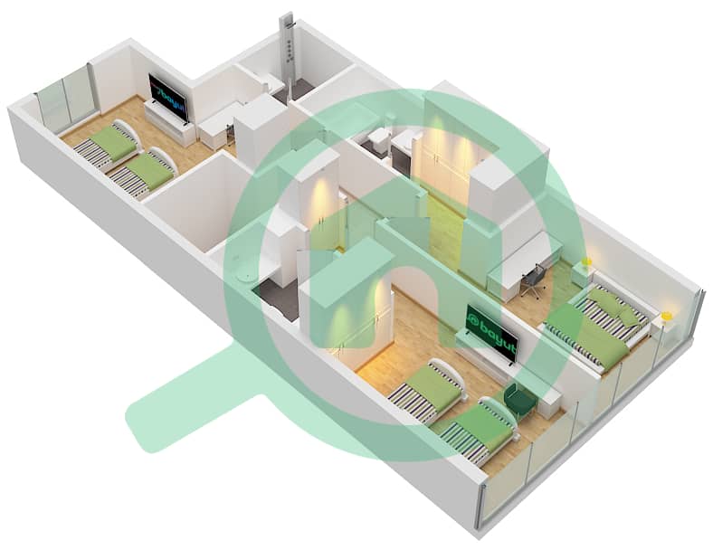 Перла 2 - Апартамент 3 Cпальни планировка Тип A Type A Upper Ground Floor-Floor 10 interactive3D