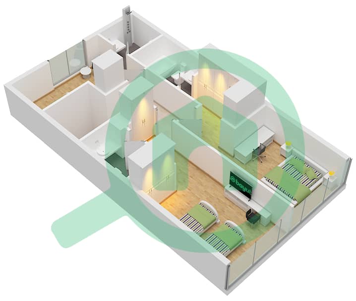 Perla 2 - 3 Bedroom Apartment Type B Floor plan Type B Lower Floor Ground Floor - Floor 10 interactive3D