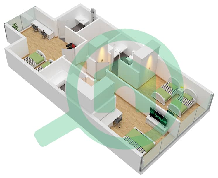 Perla 2 - 3 Bedroom Apartment Type C Floor plan Type C Upper Floor Ground Floor - Floor 10 interactive3D