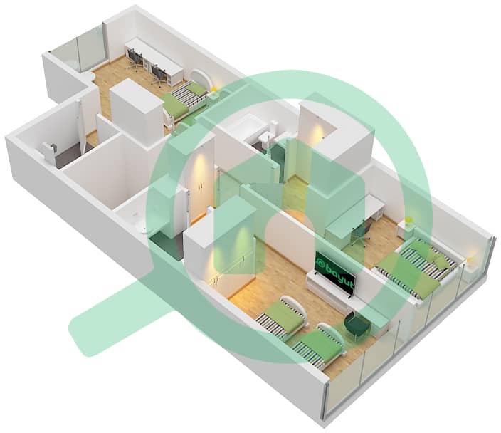 Perla 2 - 3 Bedroom Apartment Type D Floor plan Type D Upper Floor Ground Floor - Floor 10 interactive3D