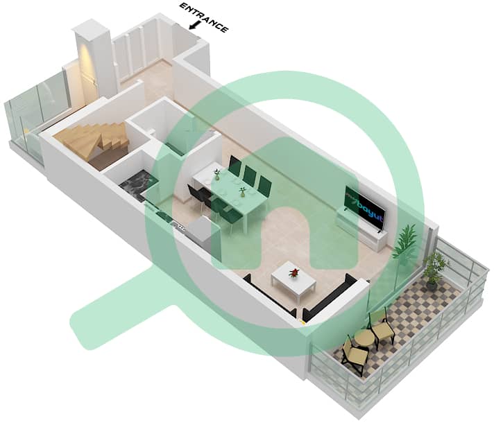 Perla 2 - 3 Bedroom Apartment Type E Floor plan Type E Lower Floor Ground Floor - Floor 10 interactive3D