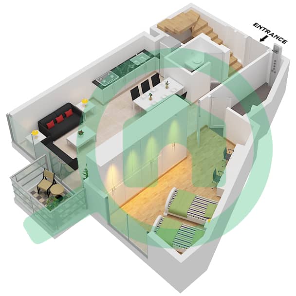 Perla 2 - 4 Bedroom Apartment Type C Floor plan Type C Lower Floor Ground Floor - Floor 10 interactive3D