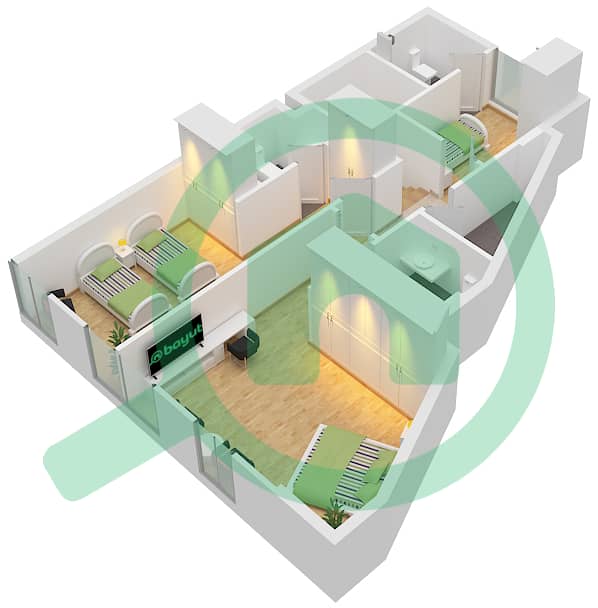 Perla 2 - 4 Bedroom Apartment Type C Floor plan Type C Upper Floor Ground Floor - Floor 10 interactive3D