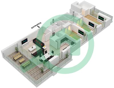 المخططات الطابقية لتصميم الوحدة 5 FLOOR 40 تاون هاوس 3 غرف نوم - كريك ايدج تاور 1