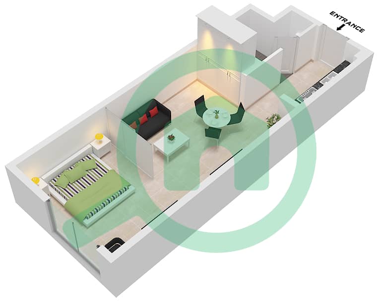 Марриотт Резиденсес - Апартамент Студия планировка Тип UNIT 8 FLOOR 2-29 Unit 8 Floor 2-29 interactive3D
