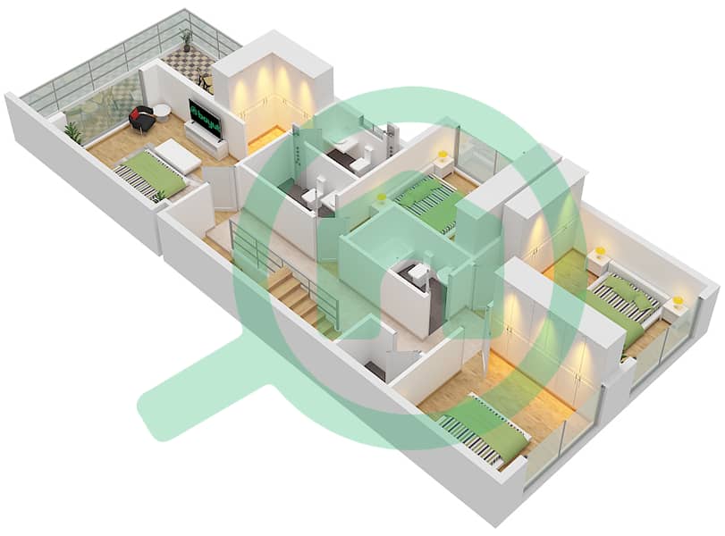 The Legends - 6 Bedroom Townhouse Type TH26-E-L Floor plan interactive3D
