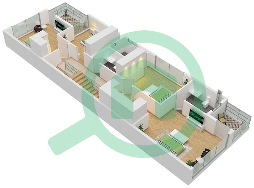 传奇别墅区 - 6 卧室联排别墅类型TH28-E-L戶型图 TH28-E-L  Floor First interactive3D