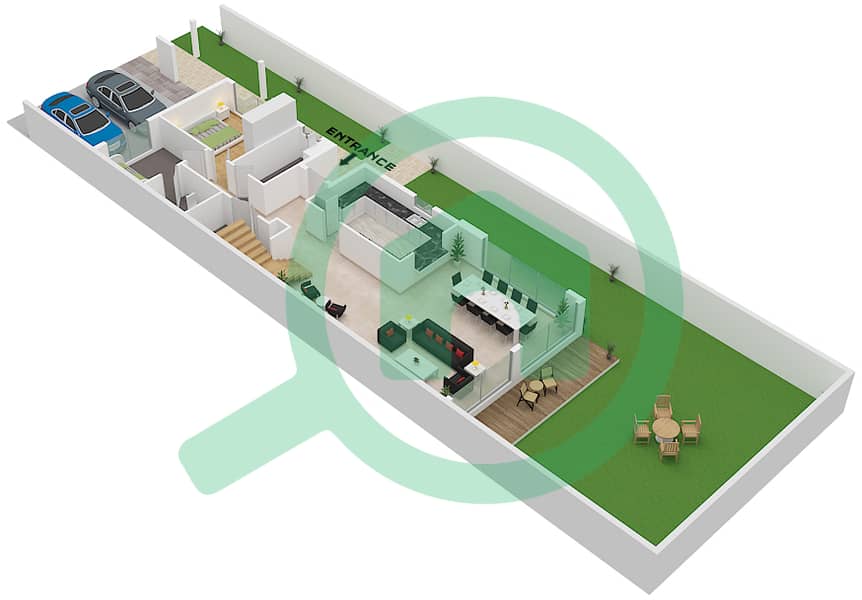 传奇别墅区 - 6 卧室联排别墅类型TH28-E-L戶型图 TH28-E-L  Floor Ground interactive3D
