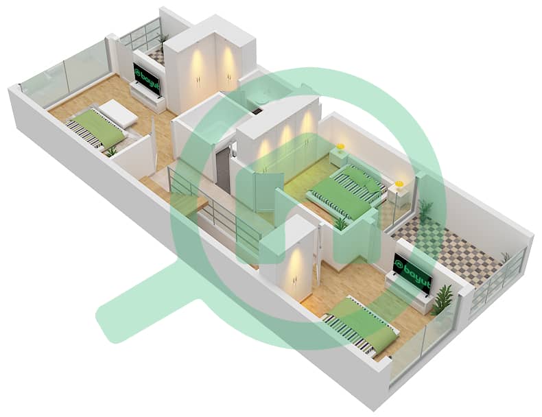 传奇别墅区 - 5 卧室联排别墅类型TH20-M-L戶型图 TH20-M-L Floor  First interactive3D
