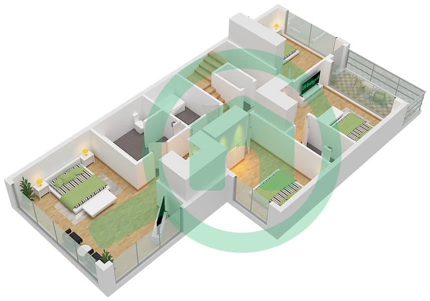 传奇别墅区 - 6 卧室联排别墅类型TH32-E-L戶型图 TH32-E-L Floor First interactive3D
