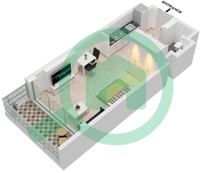 المخططات الطابقية لتصميم النموذج ST1 FLOOR 3-9 شقة استوديو - ذا باراغون باي IGO ST1 Floor 3-9 interactive3D