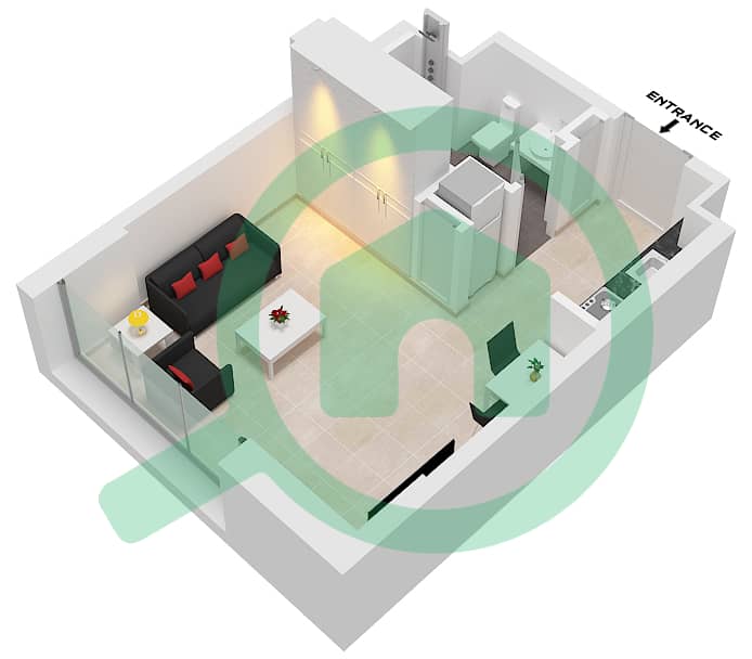 Liva - Studio Apartment Type ST-A Floor plan Type ST-A interactive3D