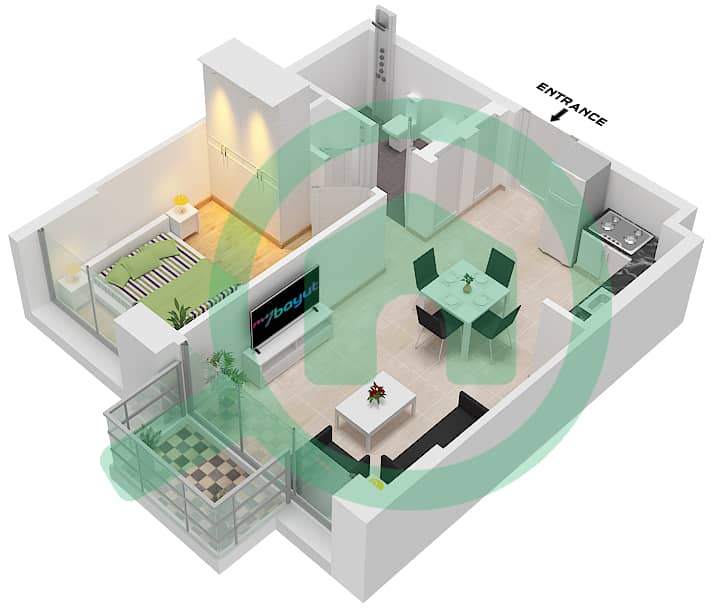 Liva - 1 Bedroom Apartment Type 1-A Floor plan Type 1-A interactive3D