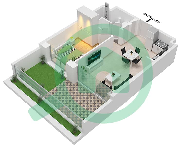Liva - 1 Bedroom Apartment Type 1-B Floor plan Type 1-B interactive3D