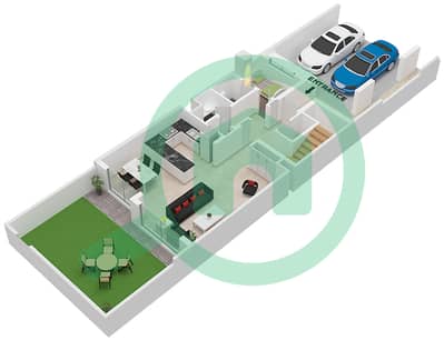Mudon Al Ranim 1 - 3 Bedroom Townhouse Type 3B1 Floor plan
