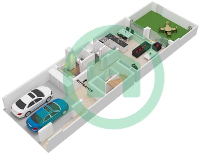 Mudon Al Ranim 1 - 3 Bedroom Townhouse Type 3B1M Floor plan
