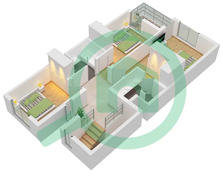 Mudon Al Ranim 1 - 3 Bedroom Townhouse Type 3B1M Floor plan 3B1M Floor Ground interactive3D