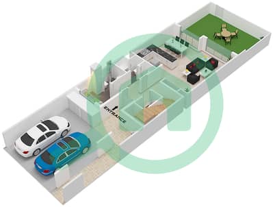 Mudon Al Ranim 1 - 3 Bedroom Townhouse Type 3B2M Floor plan