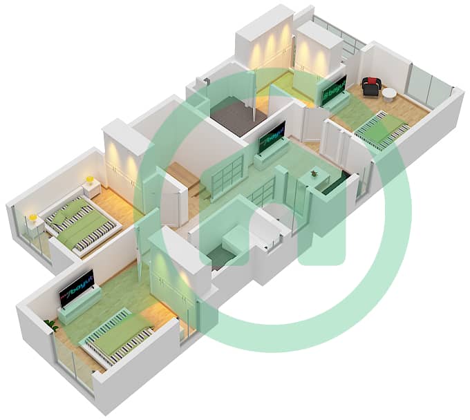 Mudon Al Ranim 1 - 4 Bedroom Townhouse Type 4B1M Floor plan 4B1M Floor First interactive3D