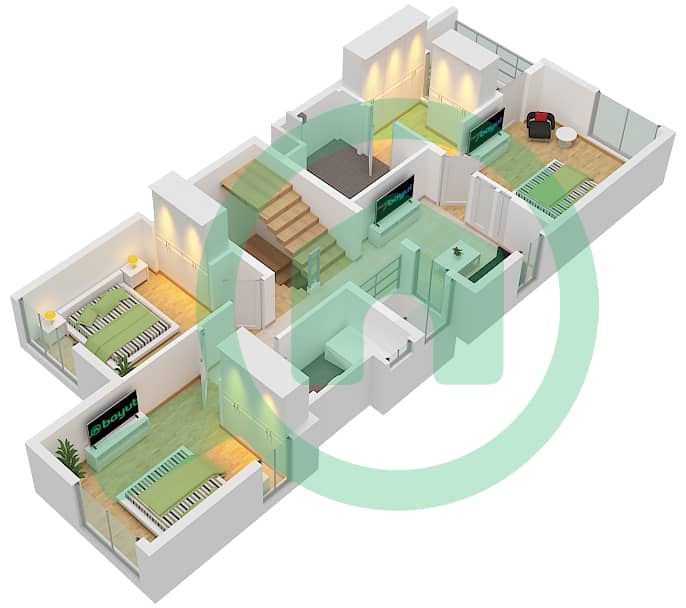 Мудон Аль Раним 1 - Таунхаус 4 Cпальни планировка Тип 4B2(M) 4B2(M)Floor First interactive3D