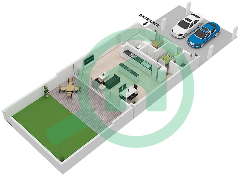 Талиа - Таунхаус 3 Cпальни планировка Тип/мера PHARO-A/ UNIT TH06 Pharo-A/ Unit TH06 Floor Ground interactive3D