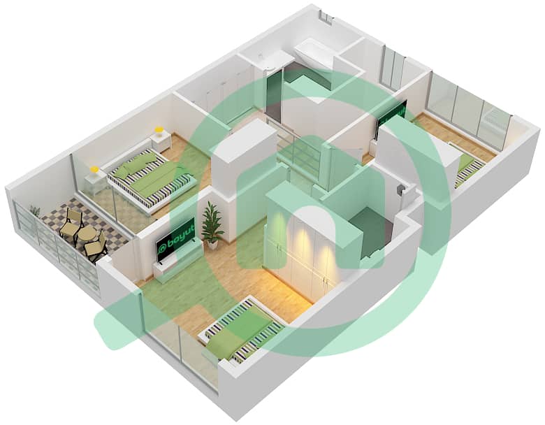 Талиа - Таунхаус 3 Cпальни планировка Тип/мера PHARO-A/ UNIT TH06 Pharo-A/ Unit TH06 Floor First interactive3D