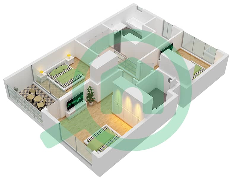 Талиа - Таунхаус 3 Cпальни планировка Тип/мера PHARO-B / UNIT TH03 Pharo-B / Unit TH03 Floor First interactive3D