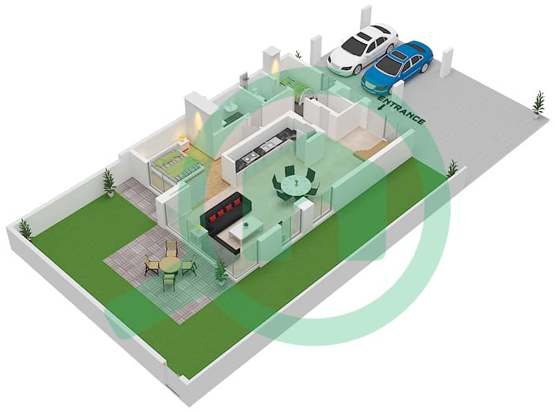 Талиа - Таунхаус 3 Cпальни планировка Тип/мера PHARO-C/ UNIT TH02 Pharo-C/ Unit TH02  Floor Ground interactive3D