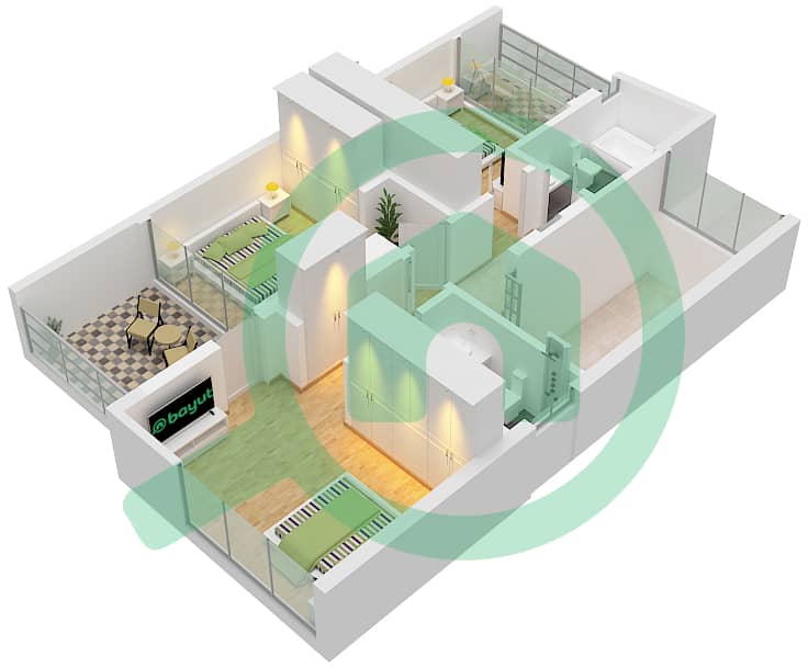 Талиа - Таунхаус 3 Cпальни планировка Тип/мера PHARO-C/ UNIT TH02 Pharo-C/ Unit TH02  Floor First interactive3D