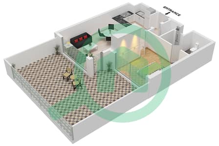 المخططات الطابقية لتصميم النموذج / الوحدة 1-T / UNIT 1-2 شقة 1 غرفة نوم - ميلينيوم تاليا ريزيدنس