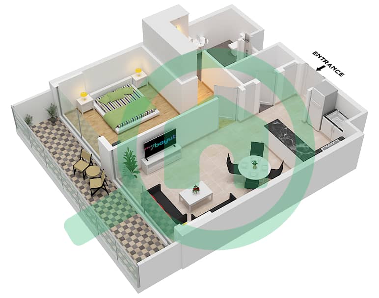 المخططات الطابقية لتصميم النموذج / الوحدة 2 / UNIT 4-5,14-17 شقة 1 غرفة نوم - ميلينيوم تاليا ريزيدنس Type 2 Unit 4-5,14-17 Floor 1
Type 2 Unit 6-7,16-19 Floor 2-7 interactive3D