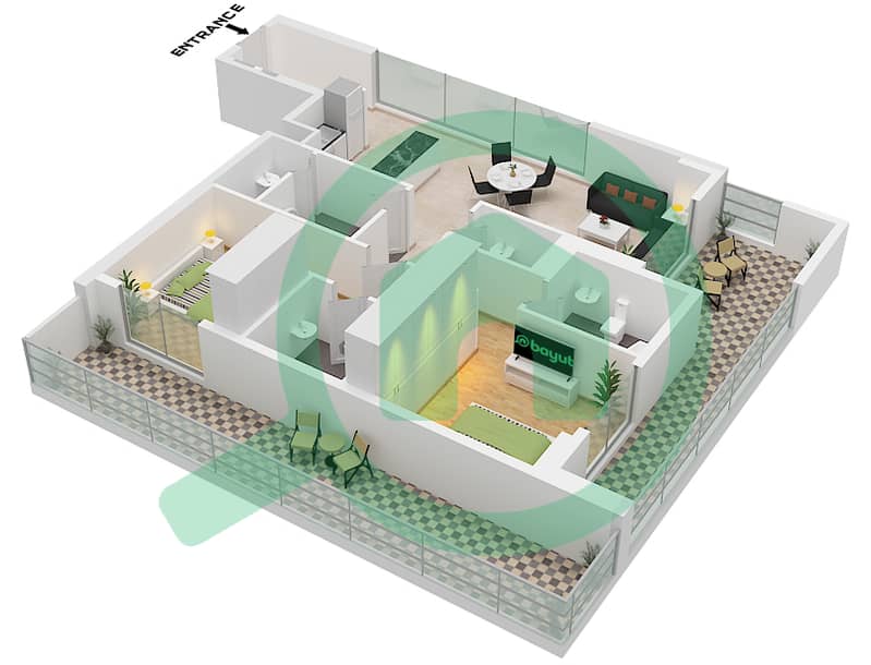 Millennium Talia Residences - 2 Bedroom Apartment Type/unit 2-T / UNIT 18 Floor plan Type 2-T Unit 18 Floor 1 interactive3D