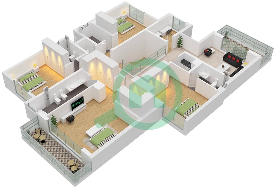 The Dunes - 4 Bedroom Villa Type A Floor plan Type A Floor First interactive3D