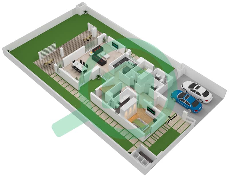 埃利-萨博2号 - 4 卧室别墅类型A戶型图 Ground Floor interactive3D