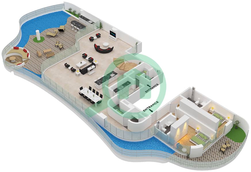 One Canal - 4 Bedroom Villa Type SKY VILLA FLOOR 1-8 Floor plan Lower Floor 1,2,3,5,7 interactive3D