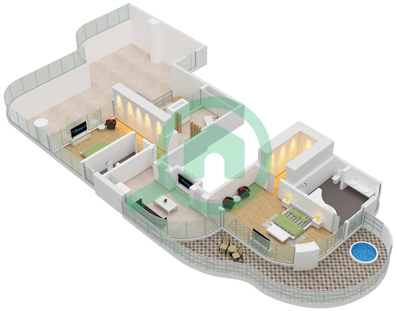 One Canal - 4 Bedroom Villa Type SKY VILLA FLOOR 1-8 Floor plan Upper Floor 2,3,4,6,8 interactive3D