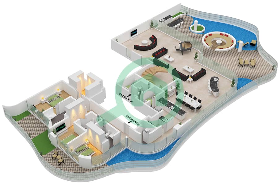One Canal - 5 Bedroom Villa Type SKY VILLA FLOOR 1-8 Floor plan Lower Floor 1,2,3,5,7 interactive3D