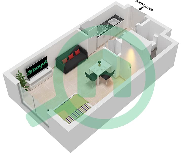 The Mayfair - Studio Apartment Type B Floor plan Type B interactive3D