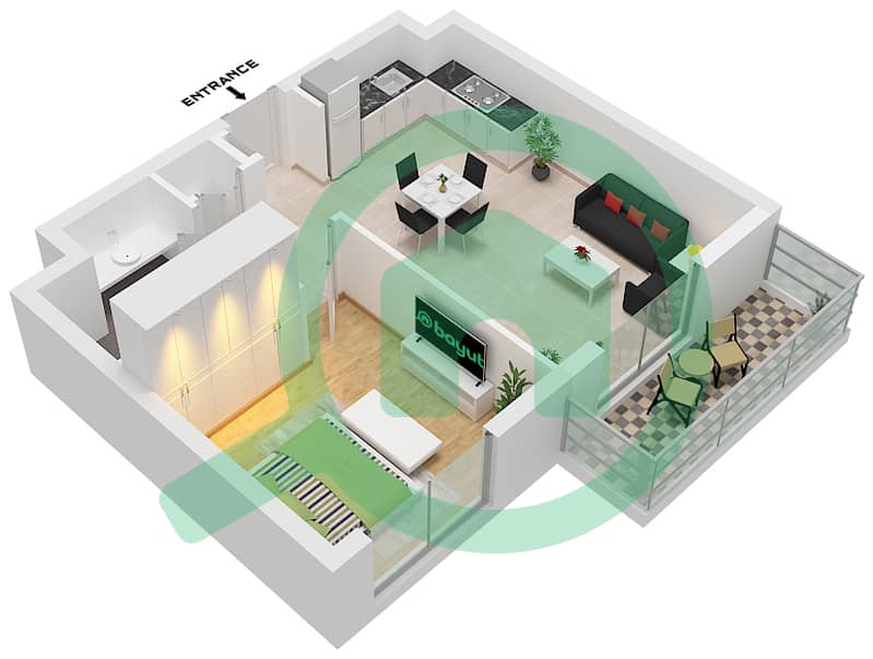 The Mayfair - 1 Bedroom Apartment Type A Floor plan Type A interactive3D